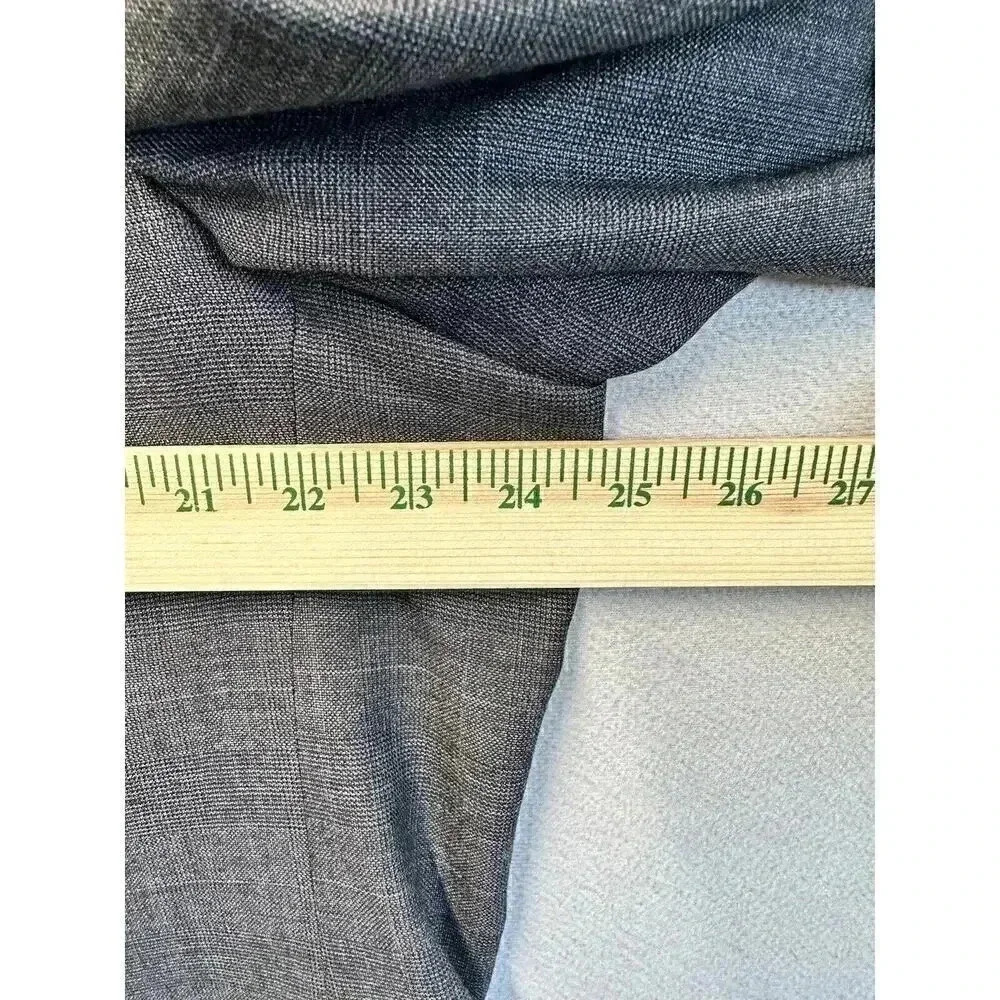 Hart Schaffner Marx Pure New Wool Woolmark Grey Plaid Blazer Jacket 46L - Picture 5 of 6